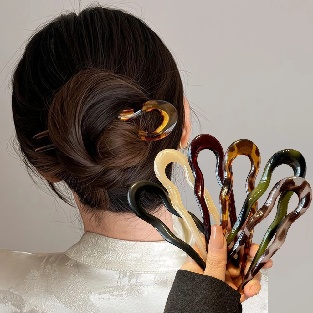 Women Accessories Aesthetic - U-Shaped Hair Fork Fashion Tortoiseshell Acetate