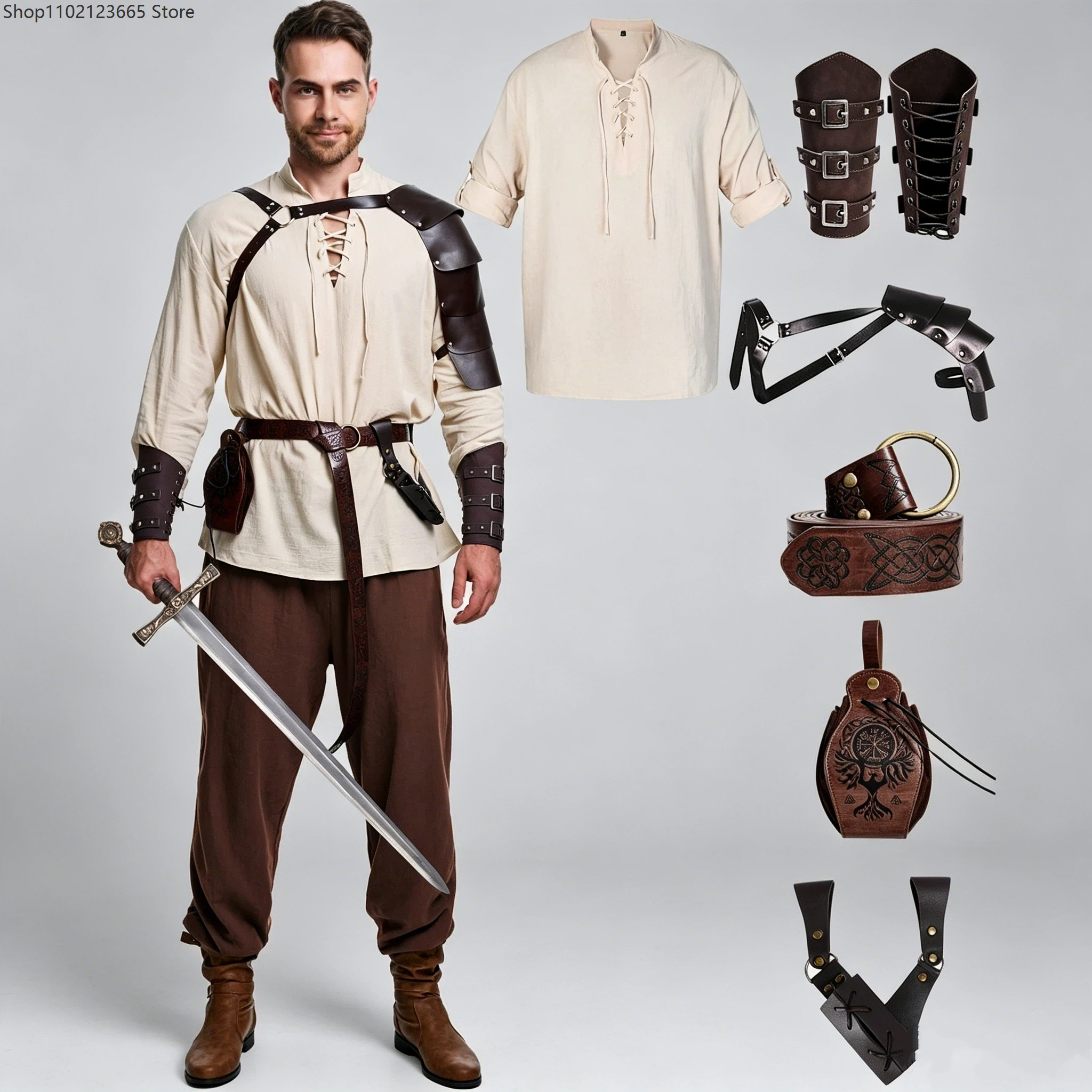 Women'S Viking Accessories - 7-piece Men's Renaissance Costume Adult Halloween