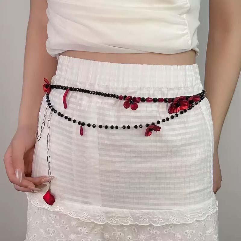 Vintage Red Flower Waist Chain - Women Jewelry Accessories For Black Dress review and price