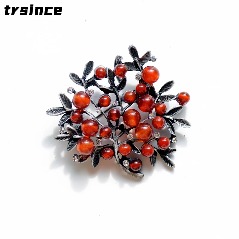 Red Rhinestone Trees Brooch Na - Women Accessories Bouquet review and price