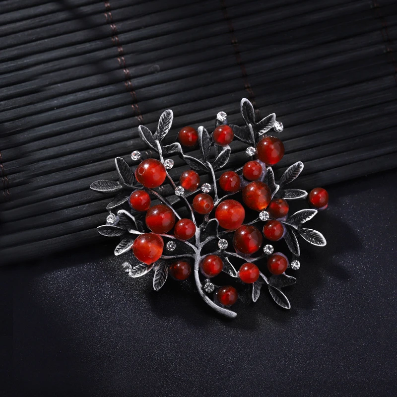Red Rhinestone Trees Brooch Na - Women Accessories Bouquet review and price