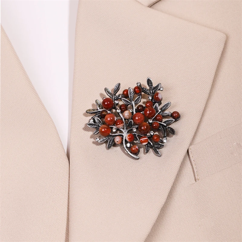 Red Rhinestone Trees Brooch Na - Women Accessories Bouquet review and price