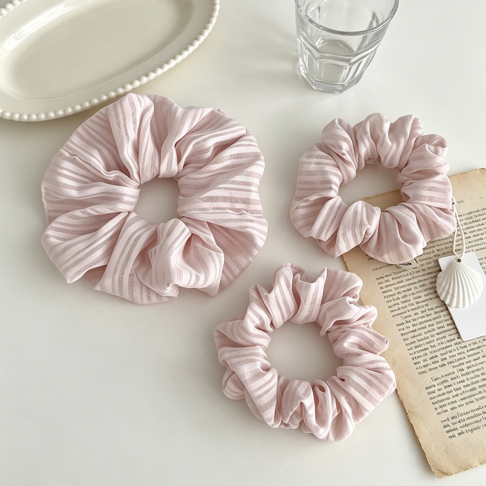 Pink Stripe Chiffon Scrunchies - Women'S Work Accessories review and price
