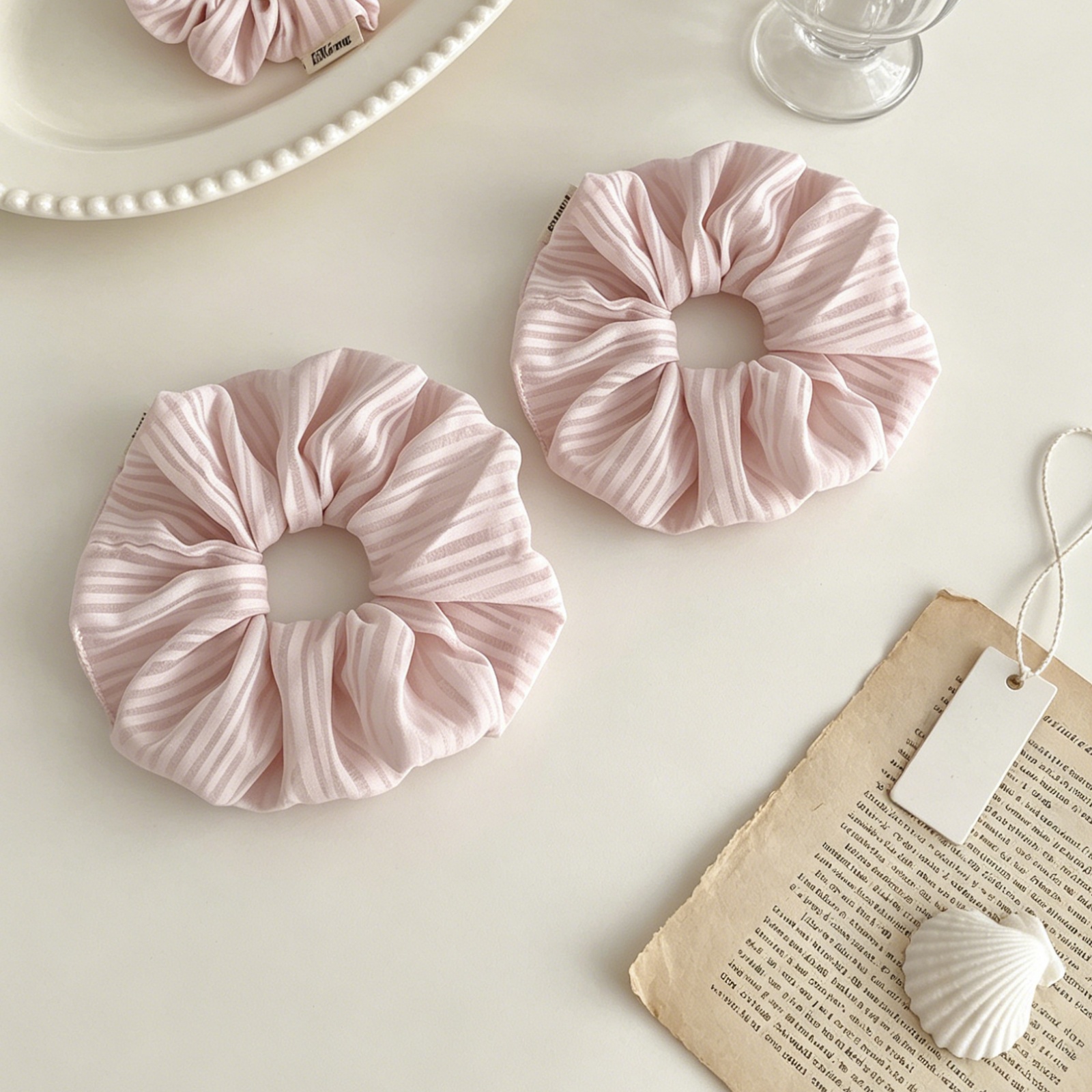 Pink Stripe Chiffon Scrunchies - Women'S Work Accessories review and price