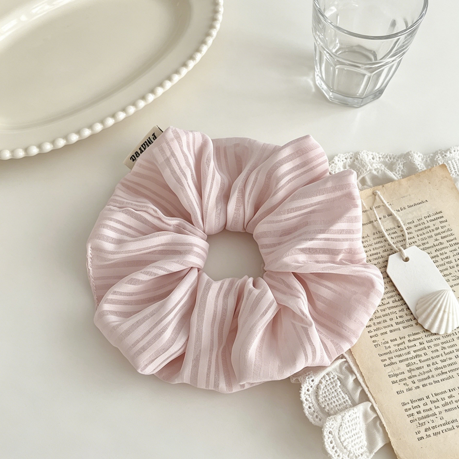 Pink Stripe Chiffon Scrunchies - Women'S Work Accessories review and price