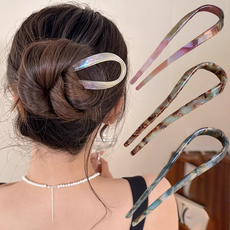 U-Shaped Hair Sticks Acetate A - Women Accessories Aesthetic review and price