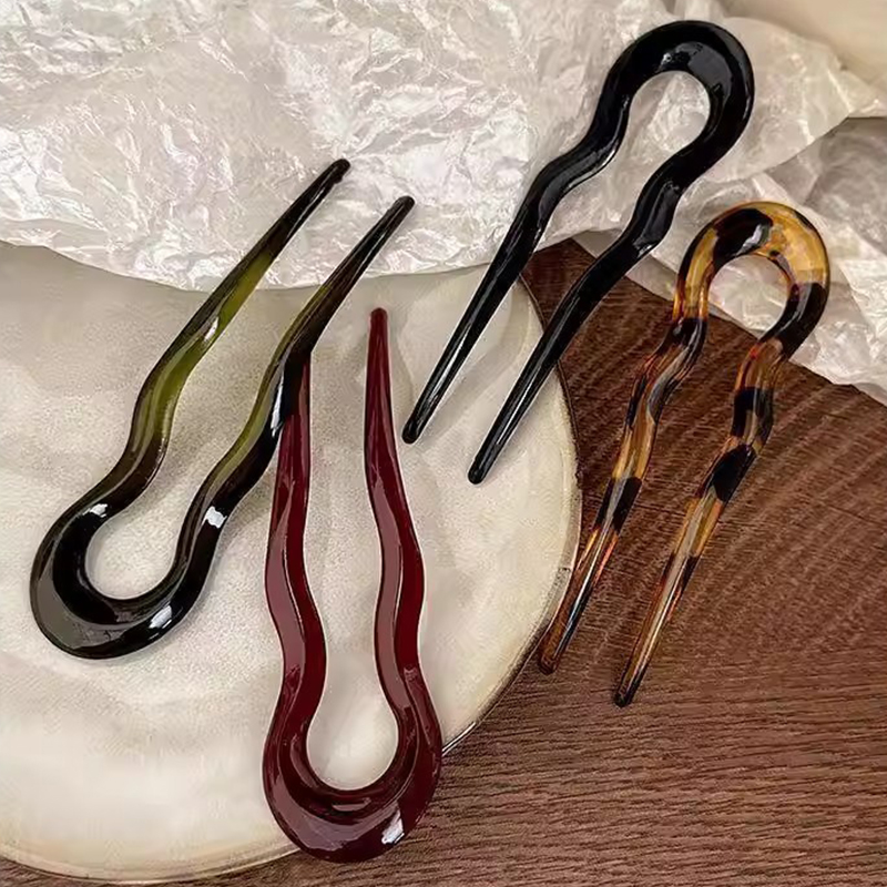 Elegant Acrylic U-shaped Hairp - Women Accessories Aesthetic review and price