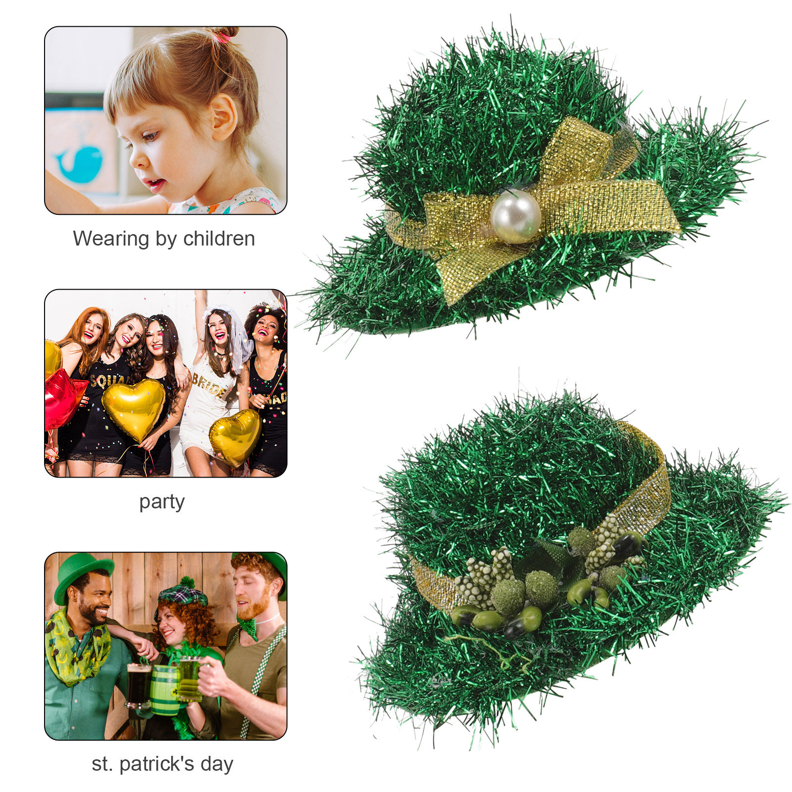 2Pcs Green Hat Hair Clips Top  - Women Accessories Bouquet review and price